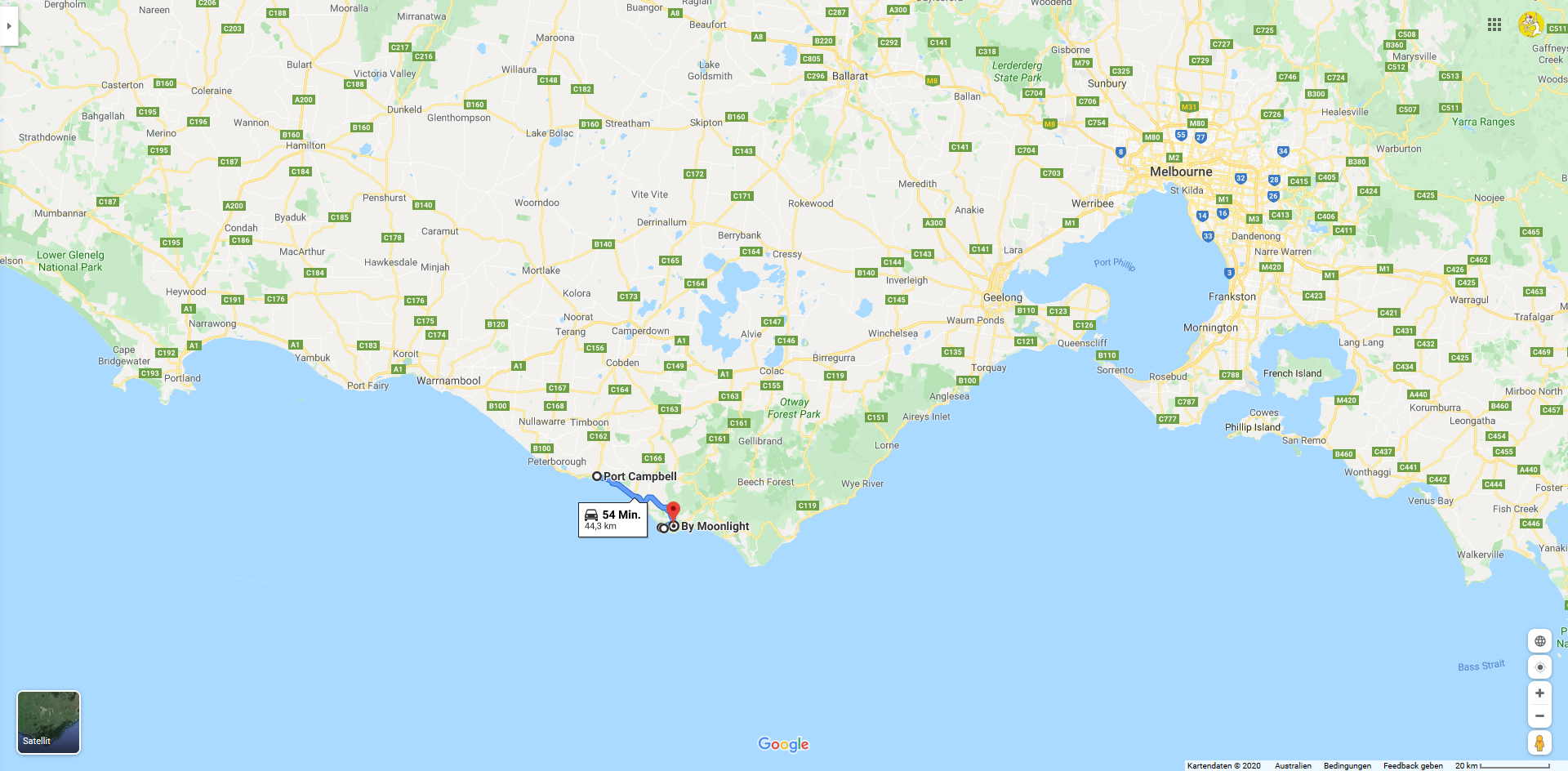 2019 12 19  08 01 Port Campbell bis Wattle Hill Route